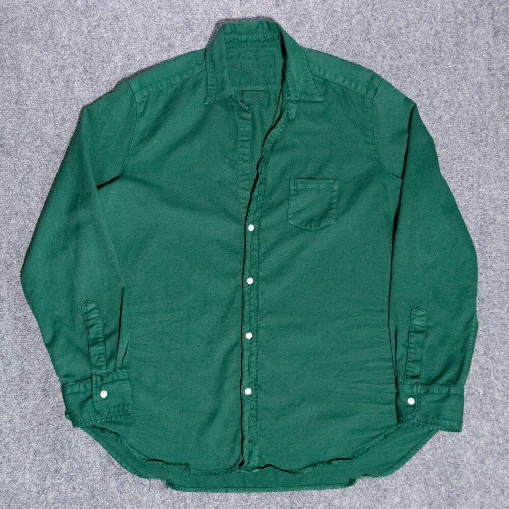 Frank & Eileen Eileen Relaxed Button Up Shirt Women's Medium Green USA Made
